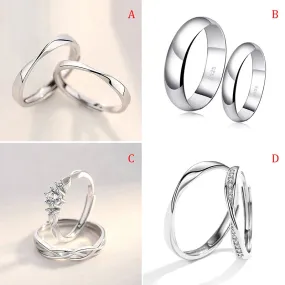 1 Pair Luxury Stainless Steel Rings for Women - Trending Korean Fashion Accessories
