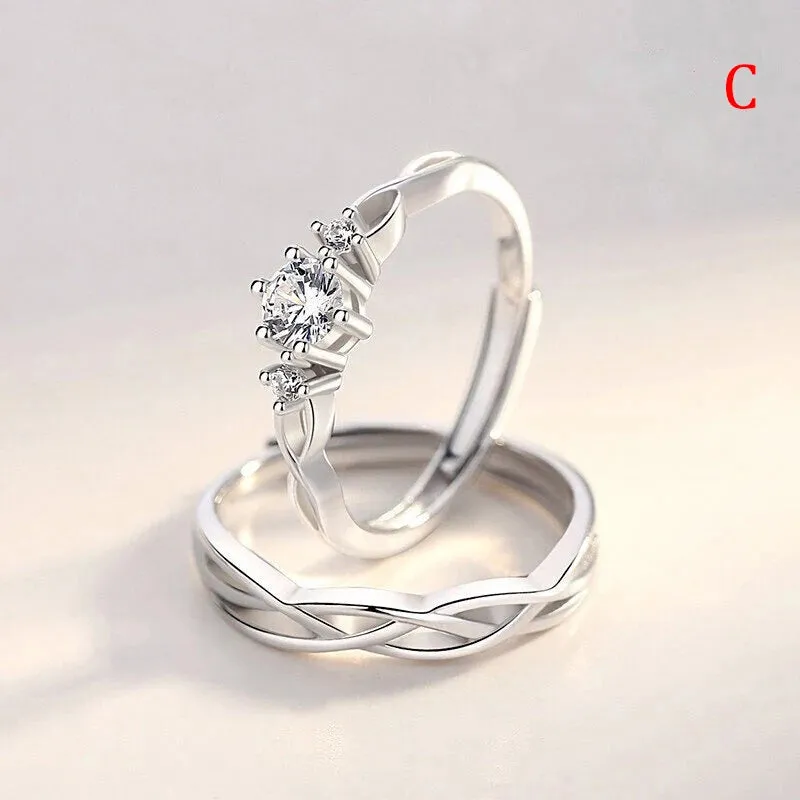 1 Pair Luxury Stainless Steel Rings for Women - Trending Korean Fashion Accessories