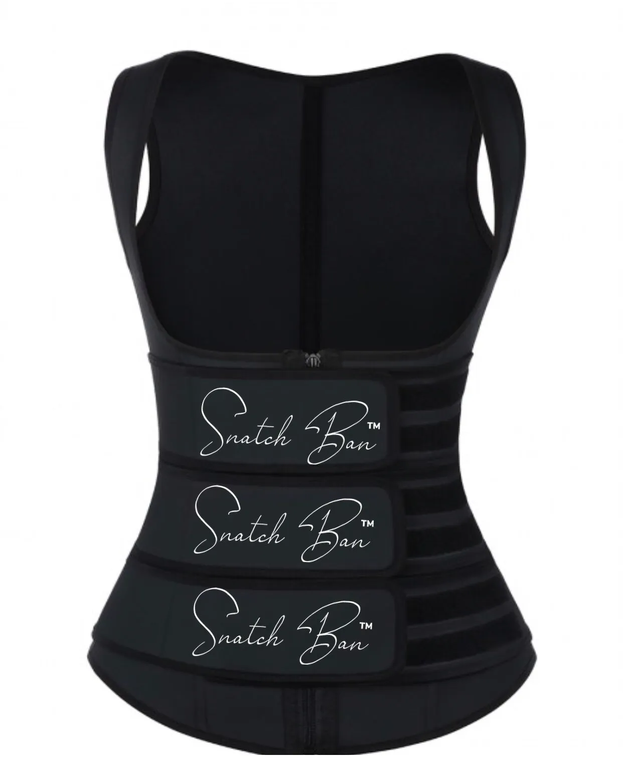 100% LATEX Triple Smooth Silhouette Black Latex Waist Trainer Vest Three Belts 88
