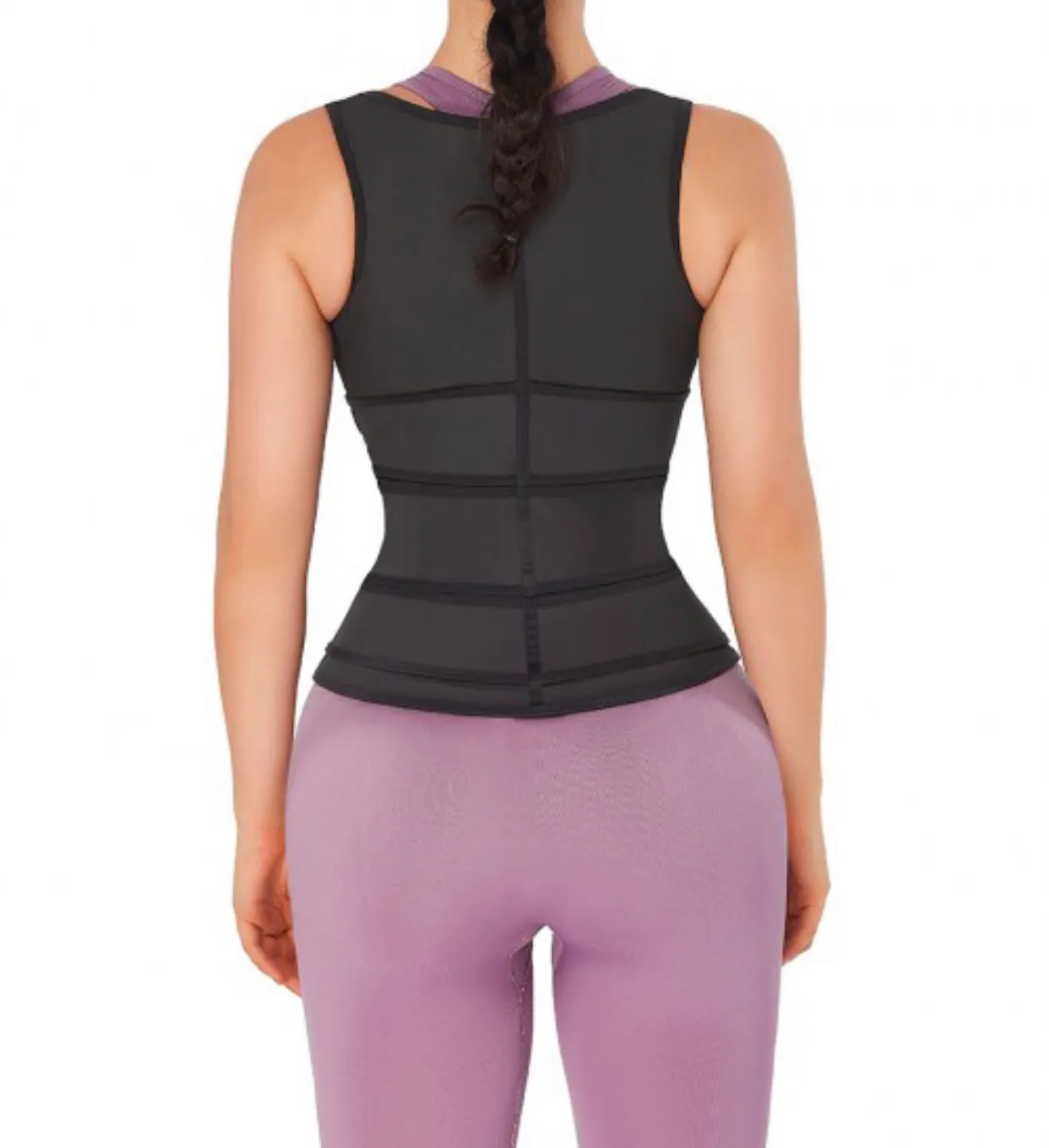 100% LATEX Triple Smooth Silhouette Black Latex Waist Trainer Vest Three Belts 88