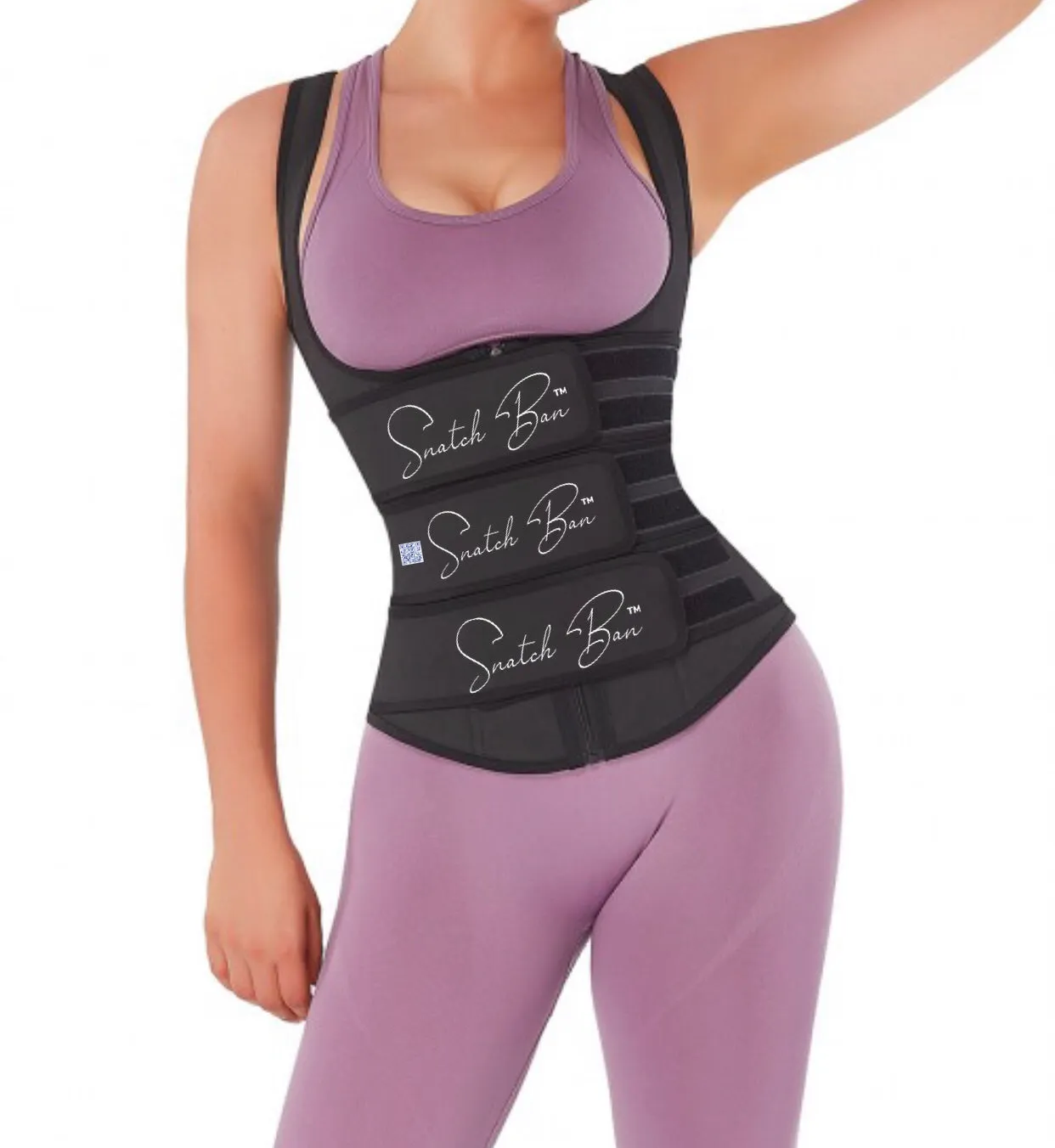 100% LATEX Triple Smooth Silhouette Black Latex Waist Trainer Vest Three Belts 88