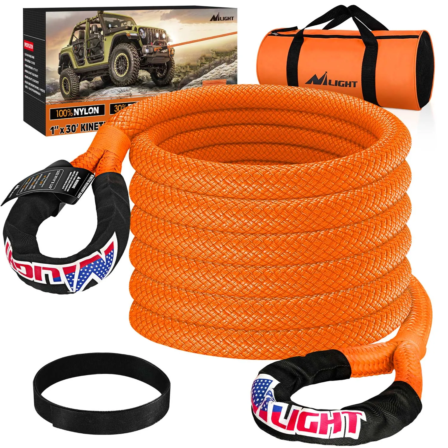 1in x 30ft Kinetic Recovery Rope 33000LBS