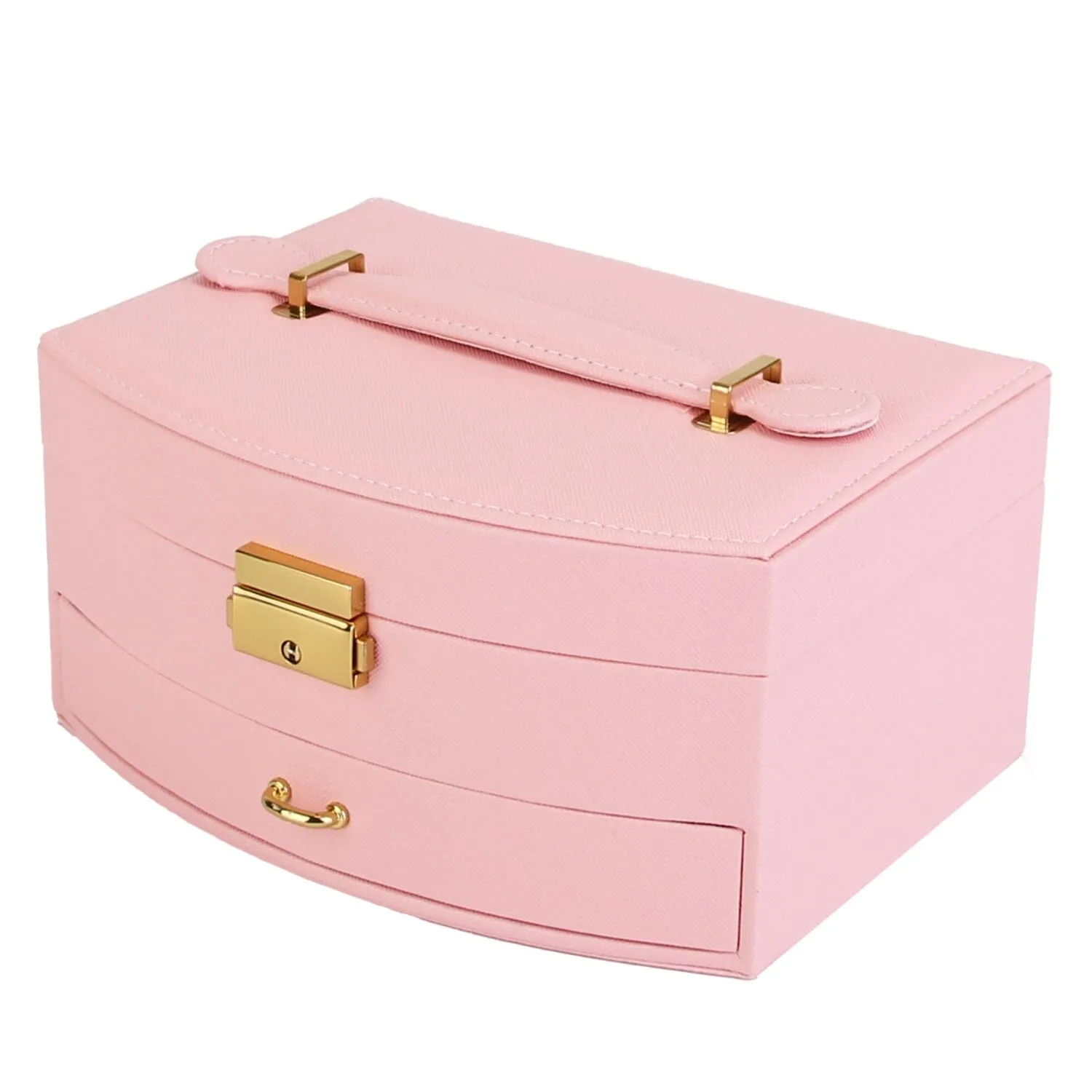 2-Layer Lockable Leather Jewelry Box