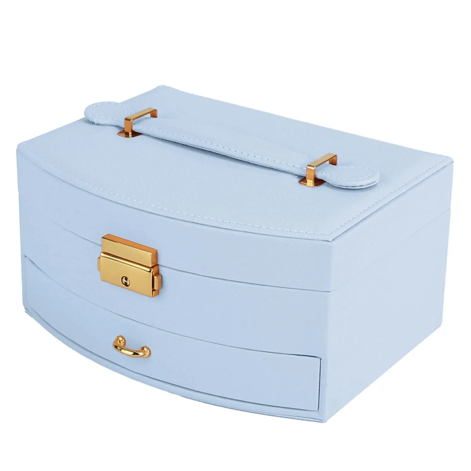 2-Layer Lockable Leather Jewelry Box