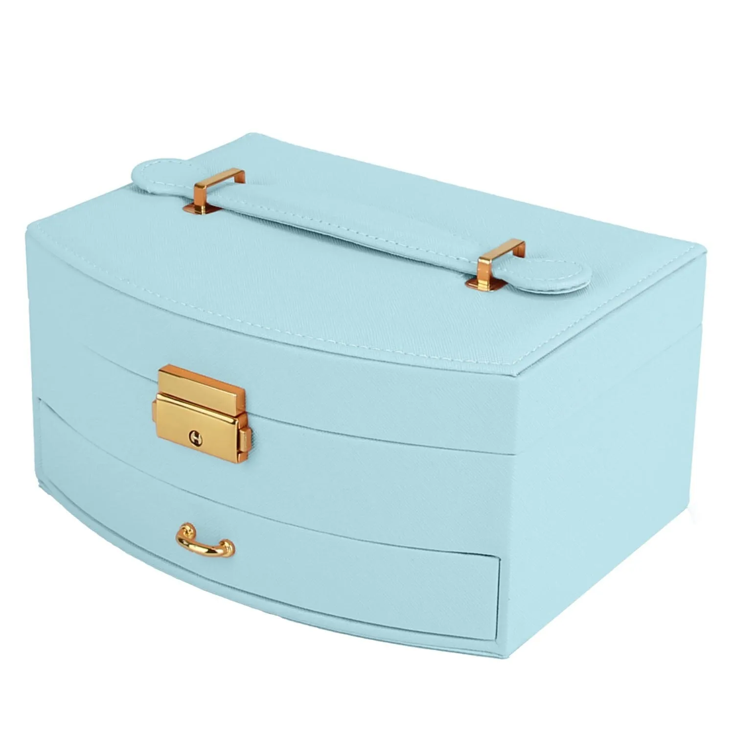 2-Layer Lockable Leather Jewelry Box