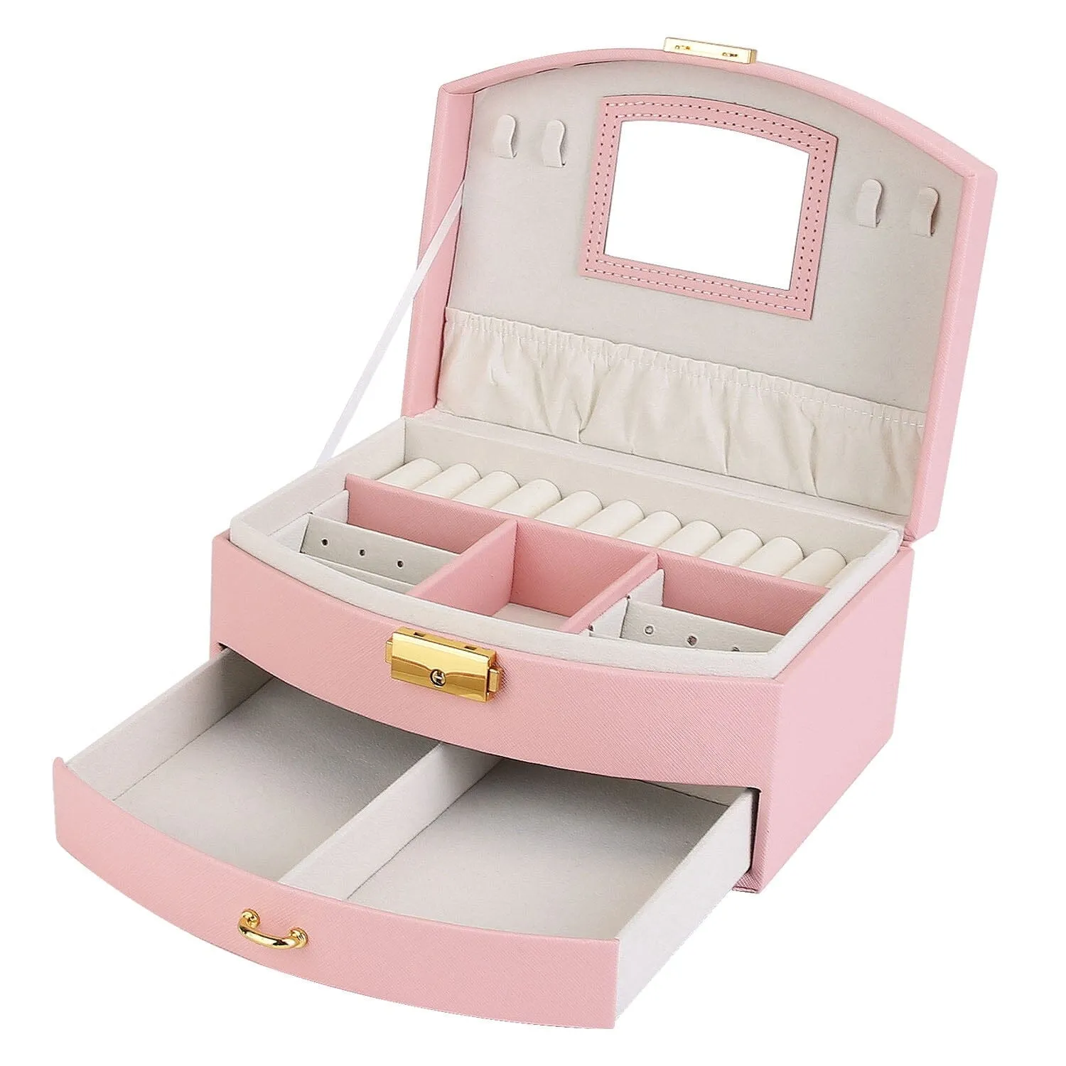 2-Layer Lockable Leather Jewelry Box