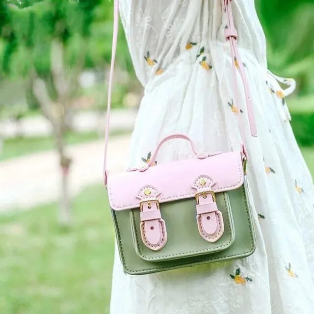 2021New Retro Minority Cambridge Messenger Bag Women's Shoulder Bag Hand-stitched Self-made DIY Material PU LeatherCrossbody Bag
