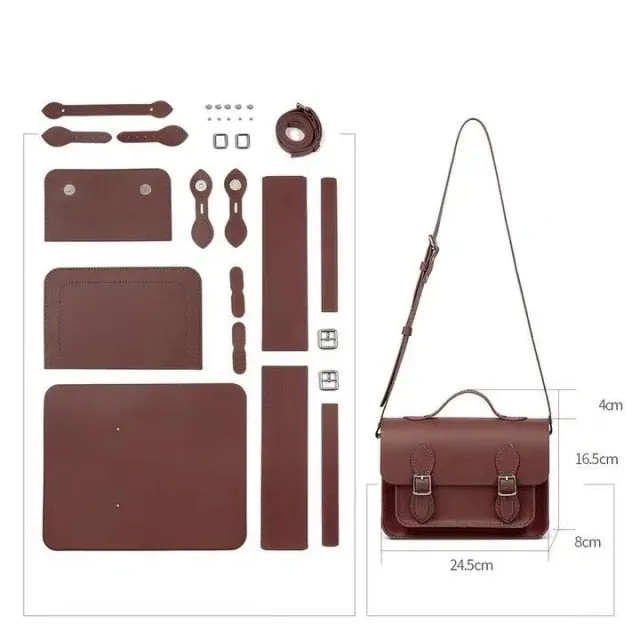 2021New Retro Minority Cambridge Messenger Bag Women's Shoulder Bag Hand-stitched Self-made DIY Material PU LeatherCrossbody Bag