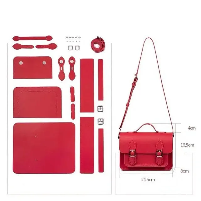 2021New Retro Minority Cambridge Messenger Bag Women's Shoulder Bag Hand-stitched Self-made DIY Material PU LeatherCrossbody Bag