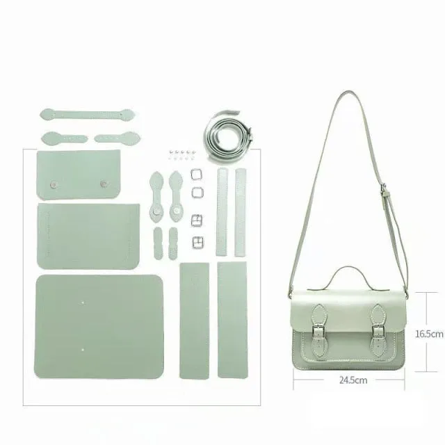 2021New Retro Minority Cambridge Messenger Bag Women's Shoulder Bag Hand-stitched Self-made DIY Material PU LeatherCrossbody Bag