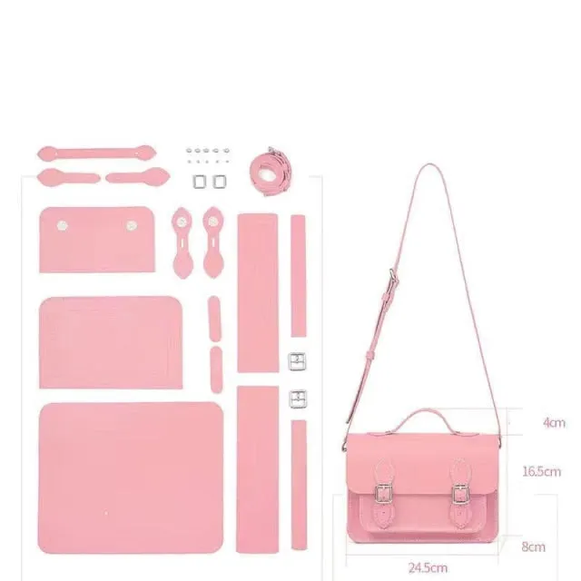 2021New Retro Minority Cambridge Messenger Bag Women's Shoulder Bag Hand-stitched Self-made DIY Material PU LeatherCrossbody Bag