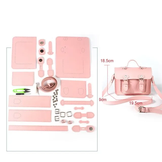 2021New Retro Minority Cambridge Messenger Bag Women's Shoulder Bag Hand-stitched Self-made DIY Material PU LeatherCrossbody Bag