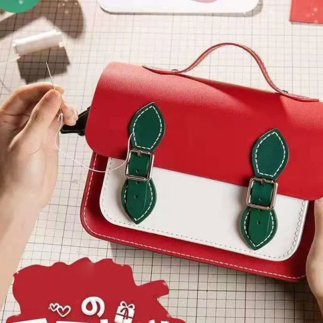 2021New Retro Minority Cambridge Messenger Bag Women's Shoulder Bag Hand-stitched Self-made DIY Material PU LeatherCrossbody Bag