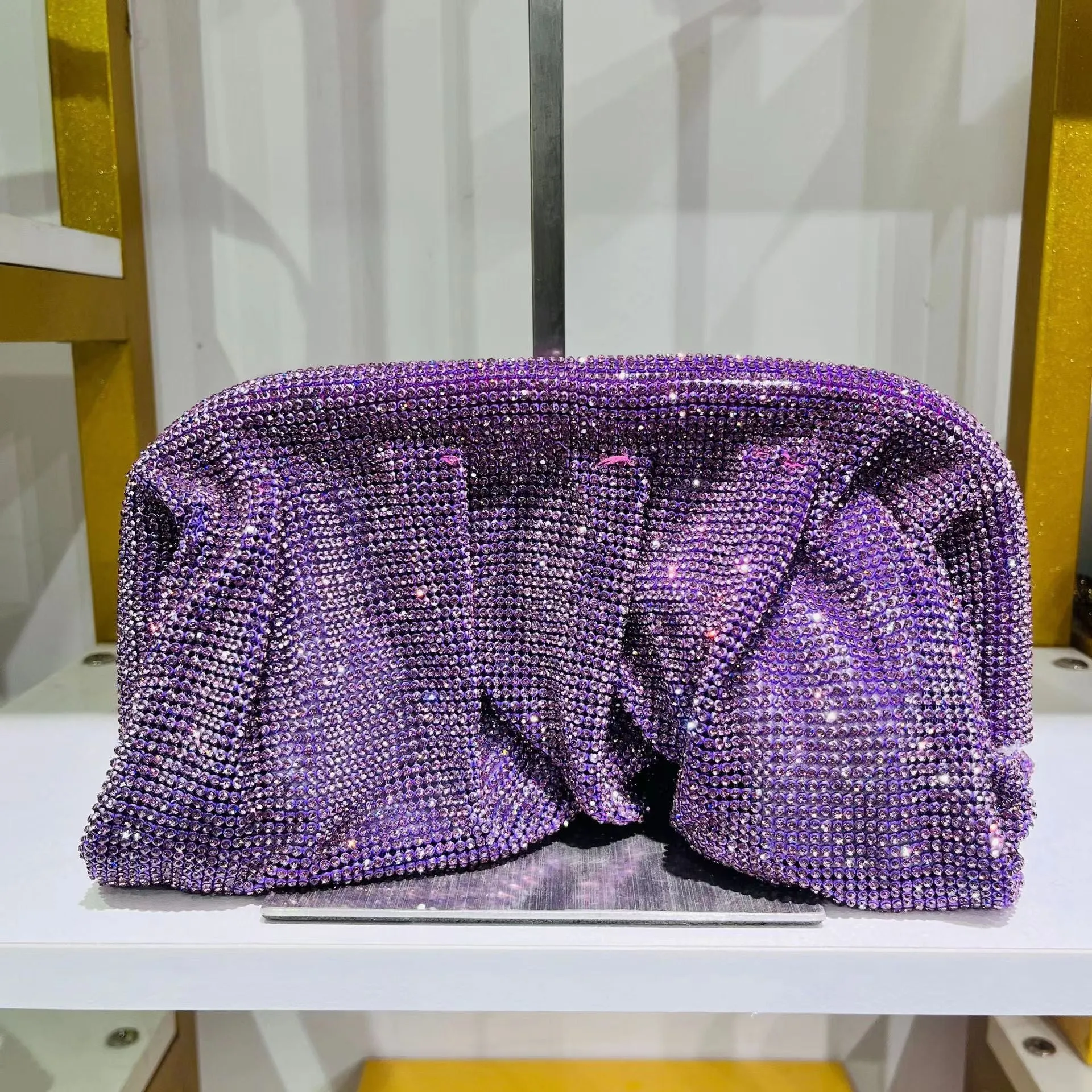 40 Colors Rhinestone Evening Clutch Purses Women Handbags Luxury Designer Folds Chain Crystal Clip Crossbody Bags Wedding Party