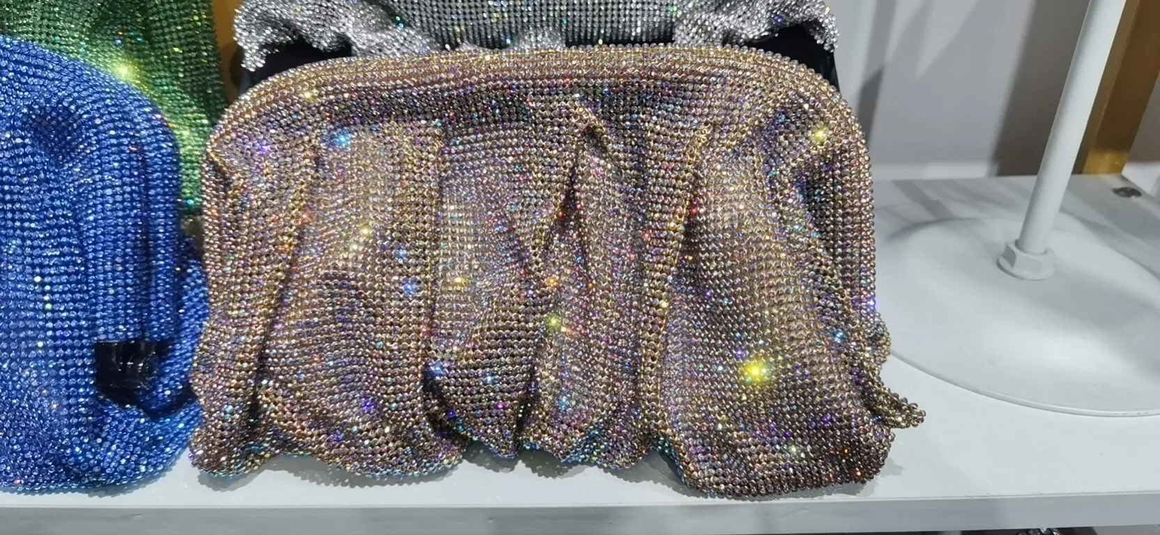 40 Colors Rhinestone Evening Clutch Purses Women Handbags Luxury Designer Folds Chain Crystal Clip Crossbody Bags Wedding Party