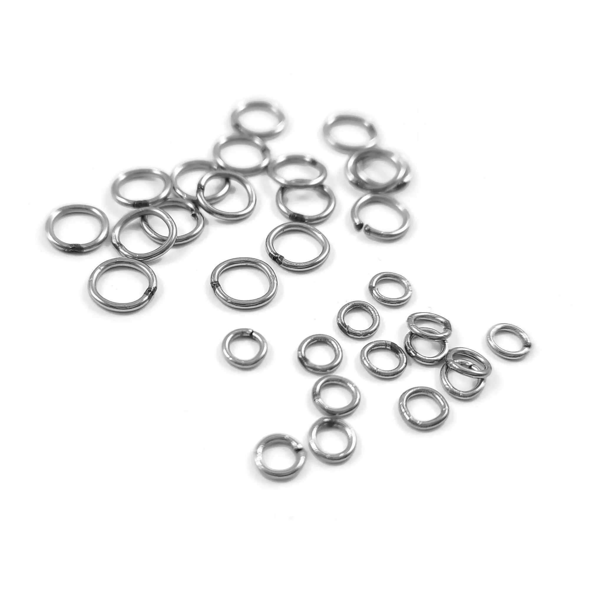 50 Closed soldered stainless steel jump rings, 4mm, 6mm, 7mm