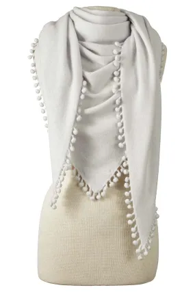 Alpine Cashmere Pom-Pom Triangle Wrap | Pebble