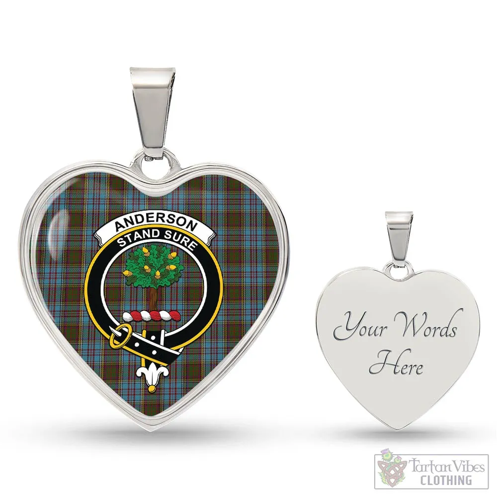 Anderson Tartan Heart Necklace with Family Crest