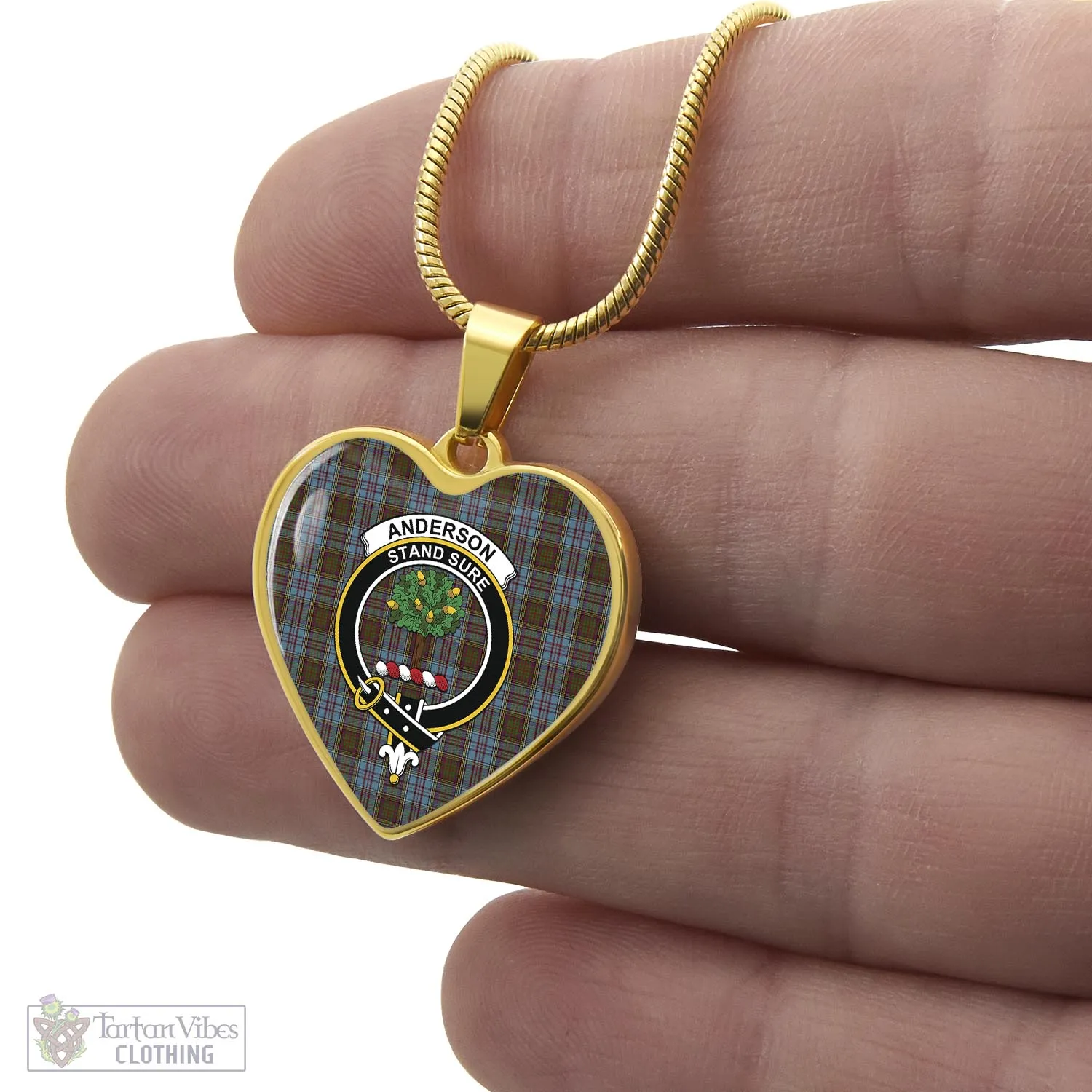Anderson Tartan Heart Necklace with Family Crest