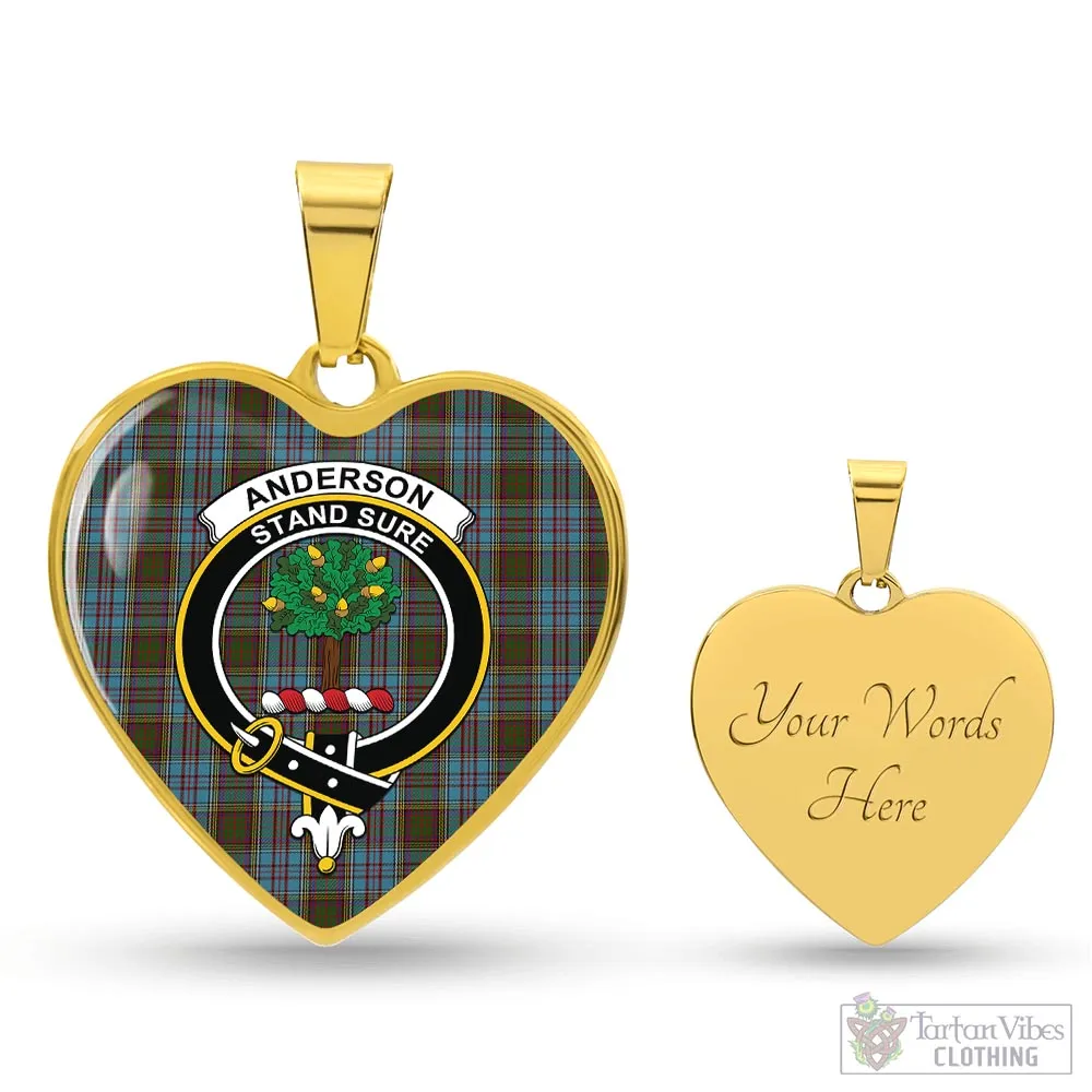 Anderson Tartan Heart Necklace with Family Crest