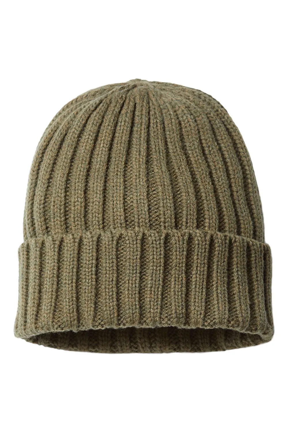 Atlantis Headwear Mens Sustainable Cable Knit Cuffed Beanie - Olive Green