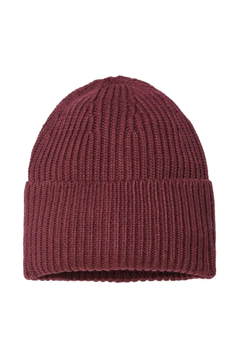 Atlantis Headwear Mens Sustainable Chunky Rib Cuffed Beanie - Burgundy Melange