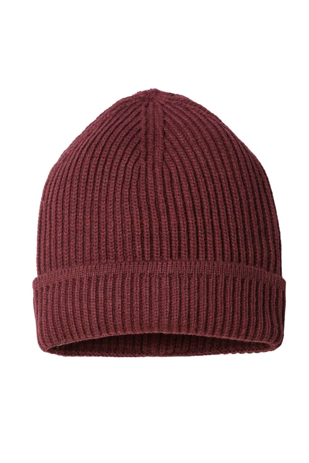 Atlantis Headwear Mens Sustainable Finish Edge Cuffed Beanie - Burgundy Melange