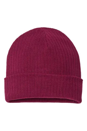Atlantis Headwear Mens Sustainable Rib Cuffed Beanie - Burgundy