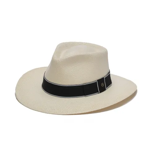 Austral White Panama Hat - The Seaton With Navy Band