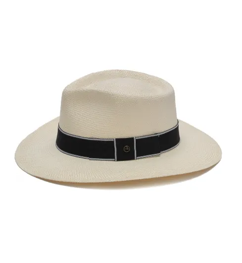Austral White Panama Hat - The Seaton With Navy Band