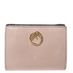 Beige Leather Bifold F Is Compact Wallet