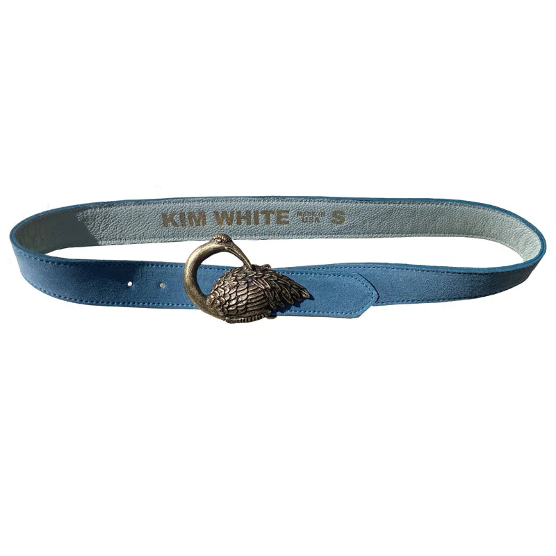 Bird Belt - Powder Blue Suede