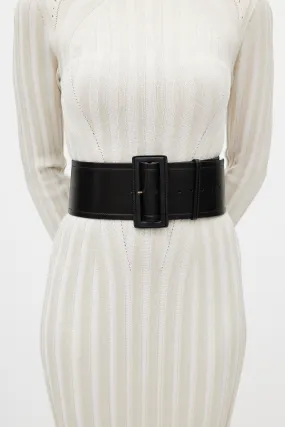 Black Leather Wide Waist Belt