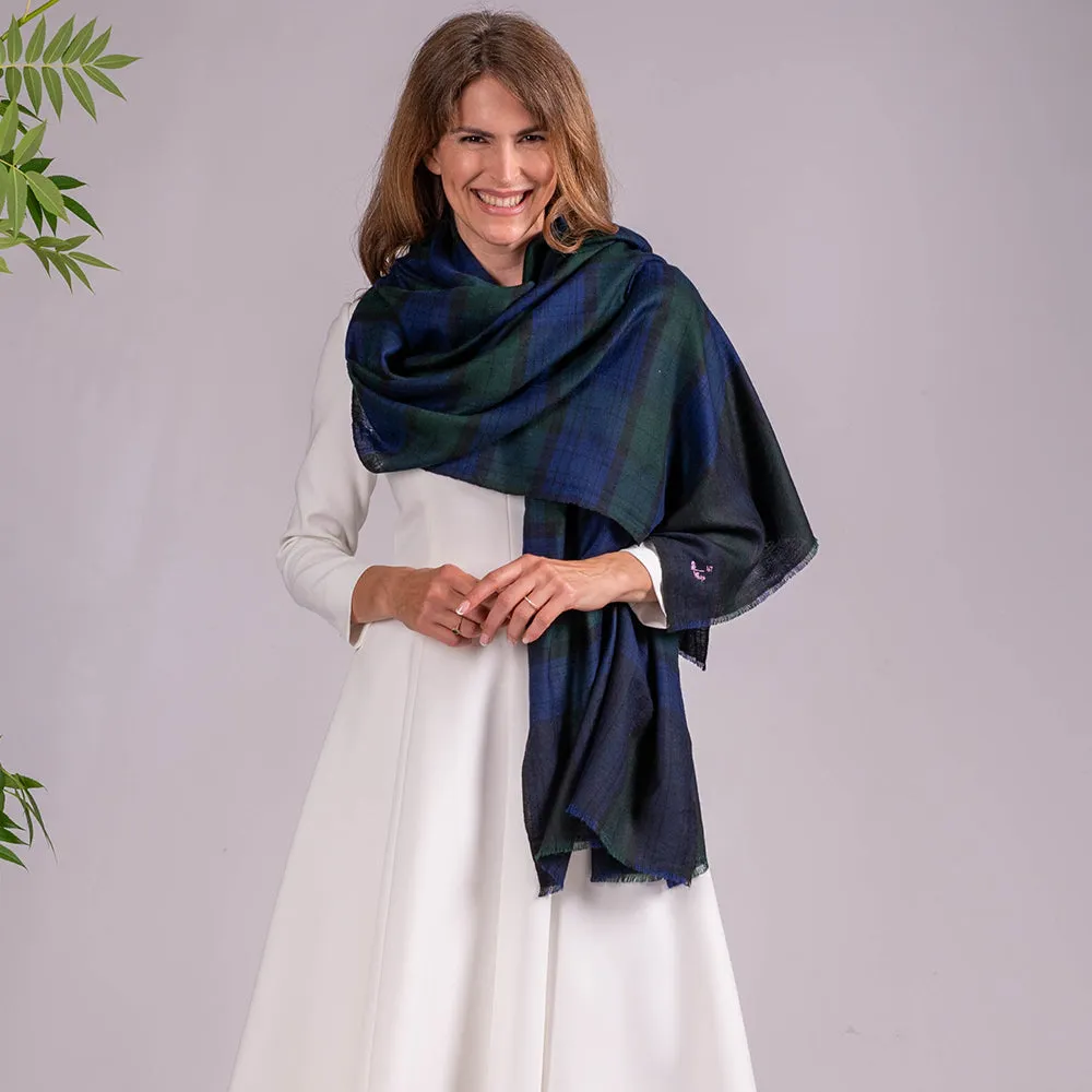 Black Watch Contemporary Pashmina Cashmere Shawl