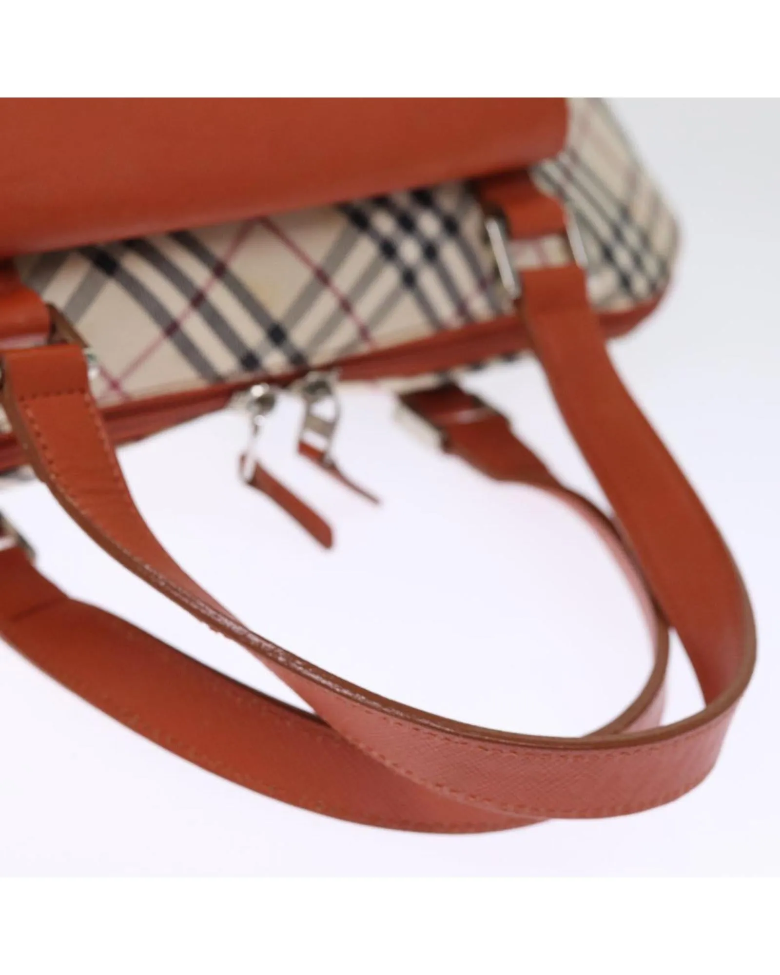 BURBERRY Small Check Handbag Beige Leather Trim