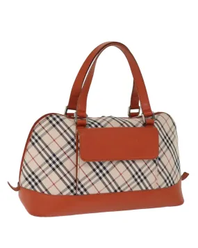 BURBERRY Small Check Handbag Beige Leather Trim
