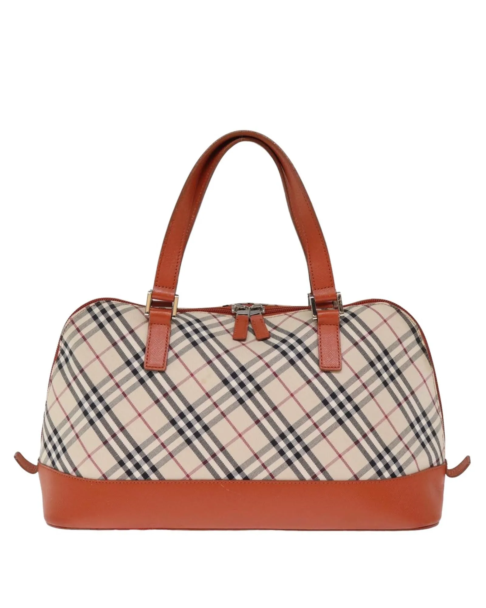 BURBERRY Small Check Handbag Beige Leather Trim