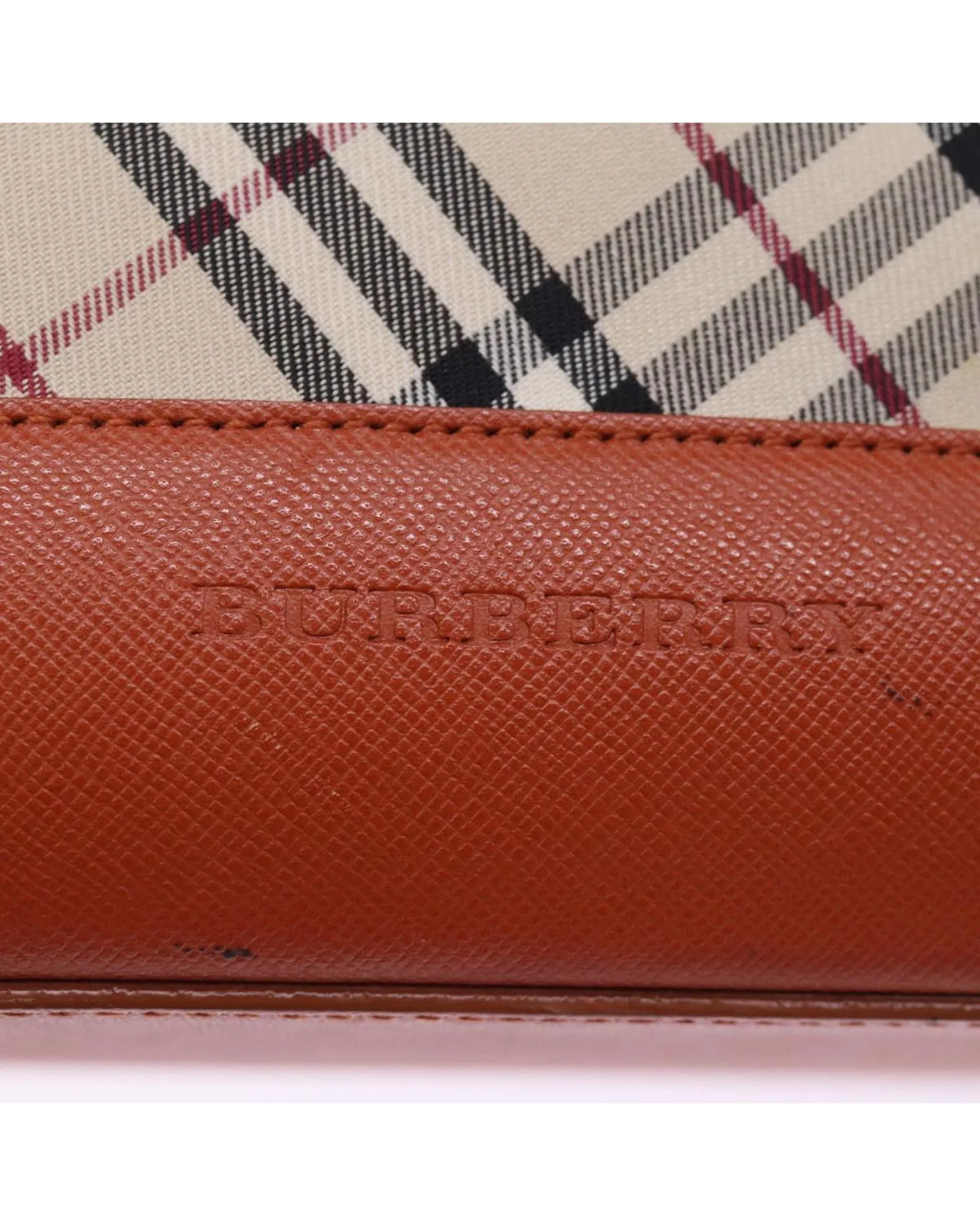 BURBERRY Small Check Handbag Beige Leather Trim