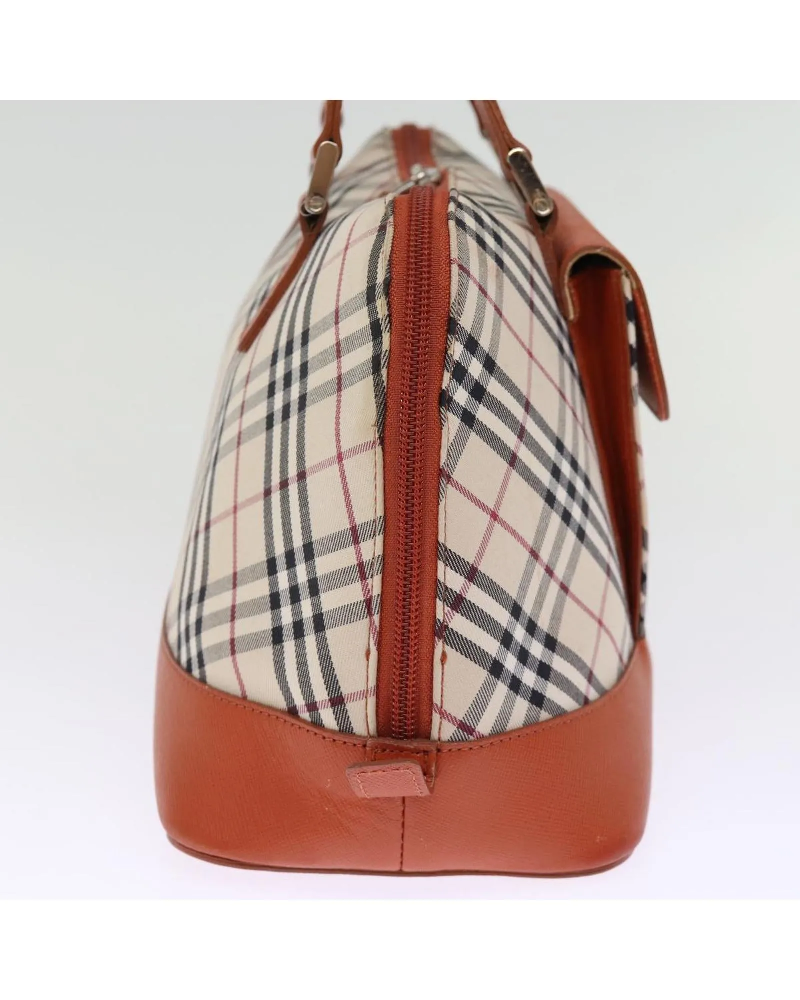 BURBERRY Small Check Handbag Beige Leather Trim