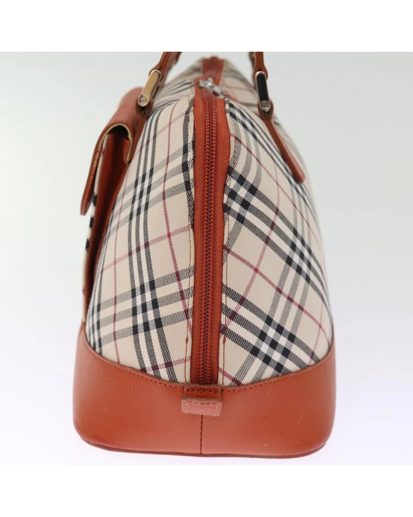 BURBERRY Small Check Handbag Beige Leather Trim