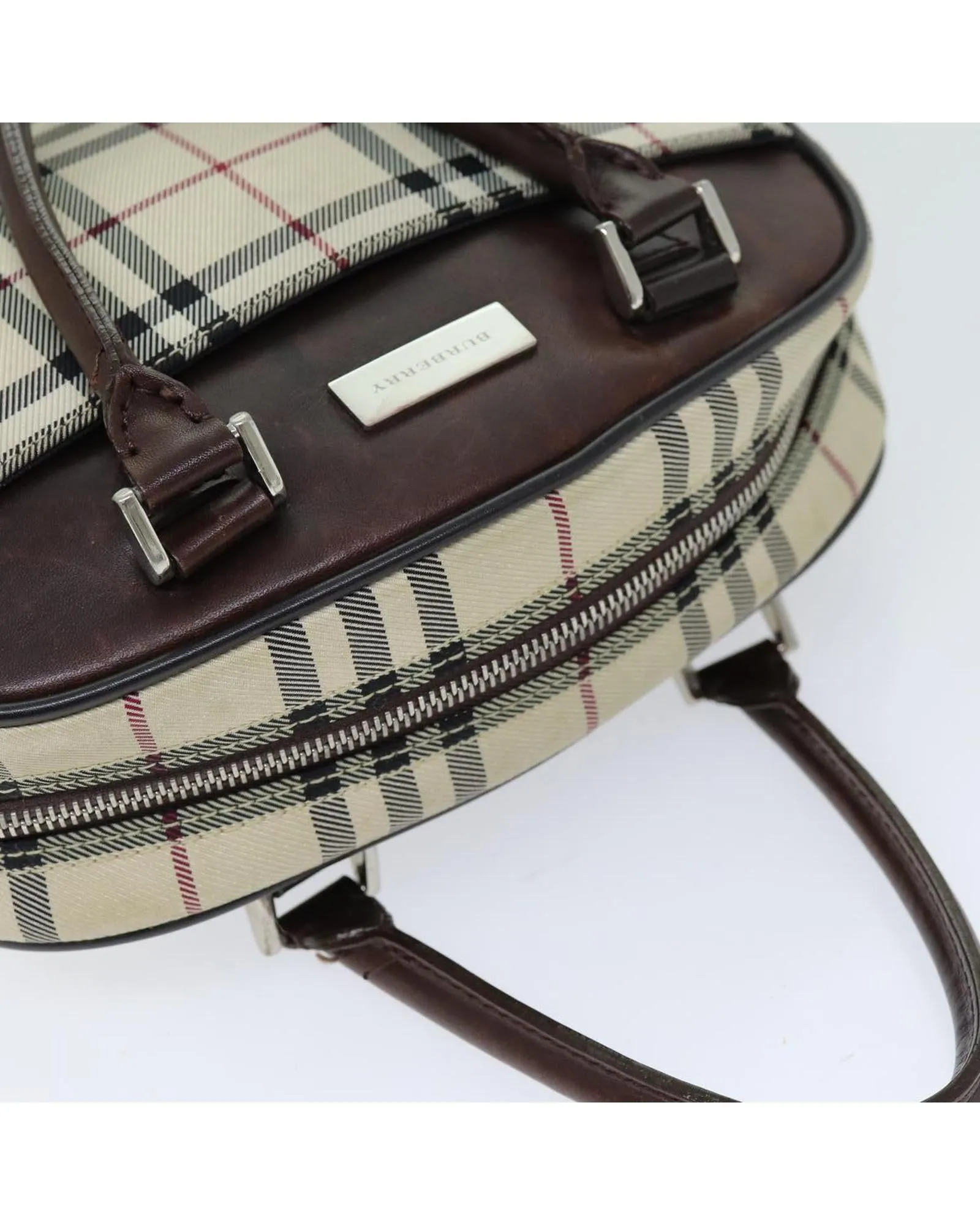 BURBERRY Small Check Satchel Handbag BeigeBrown