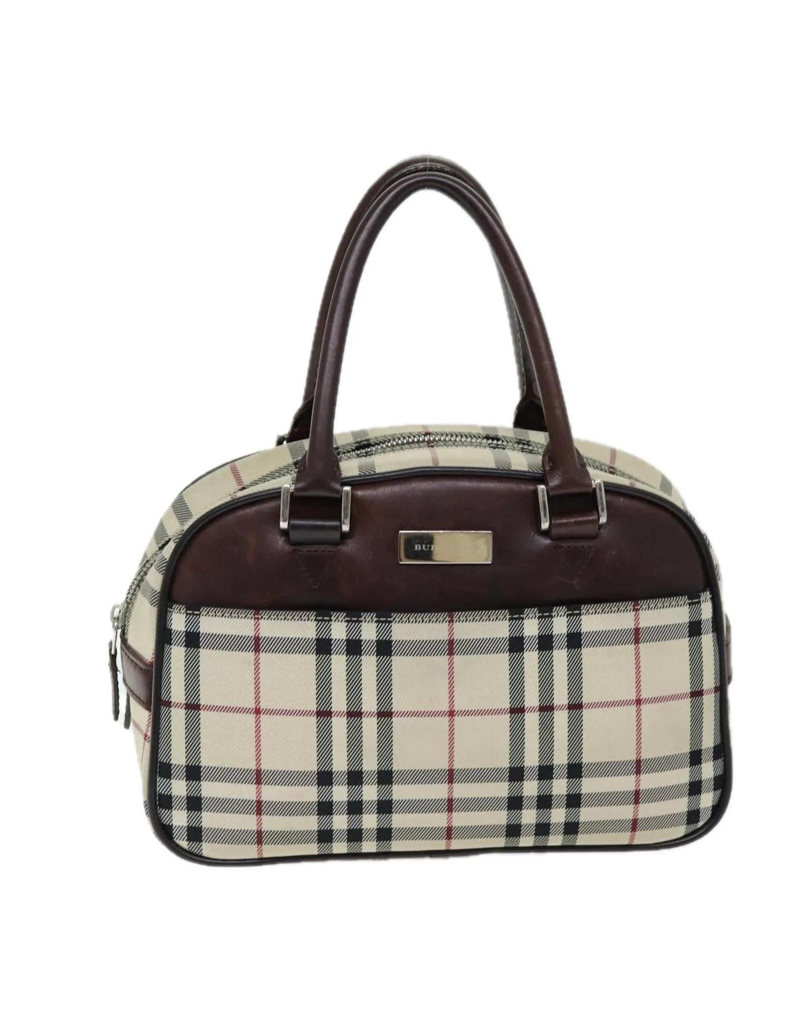 BURBERRY Small Check Satchel Handbag BeigeBrown