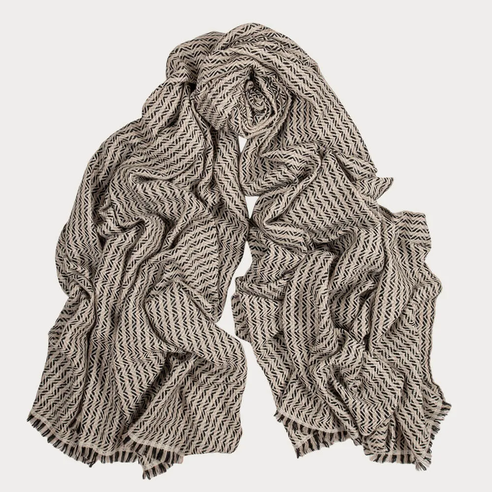 Chevron Striped Pashmina Cashmere Shawl