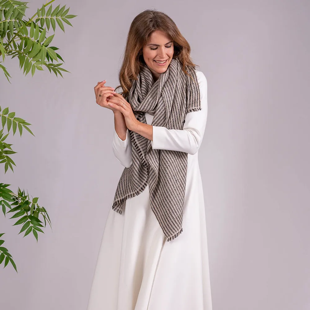 Chevron Striped Pashmina Cashmere Shawl
