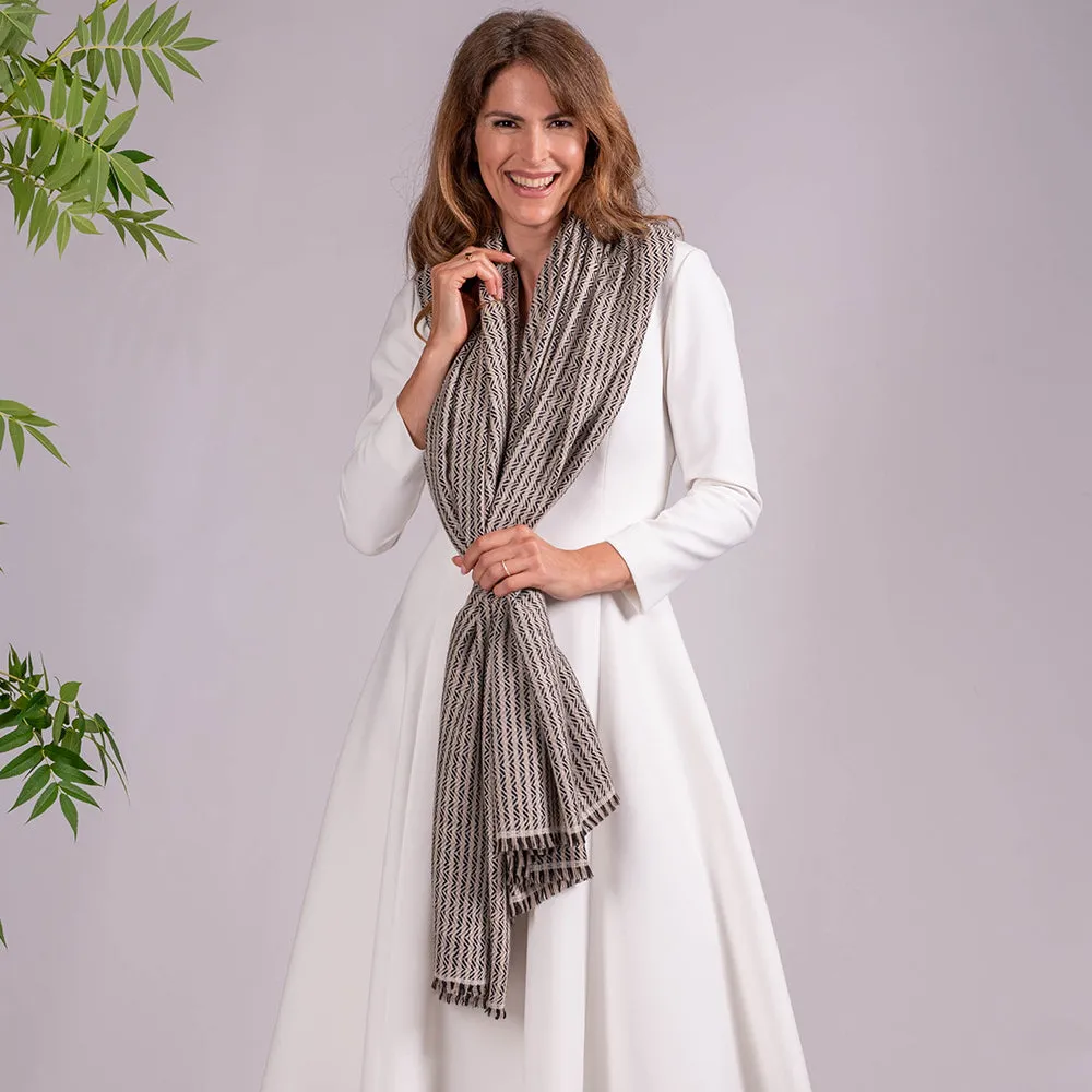Chevron Striped Pashmina Cashmere Shawl