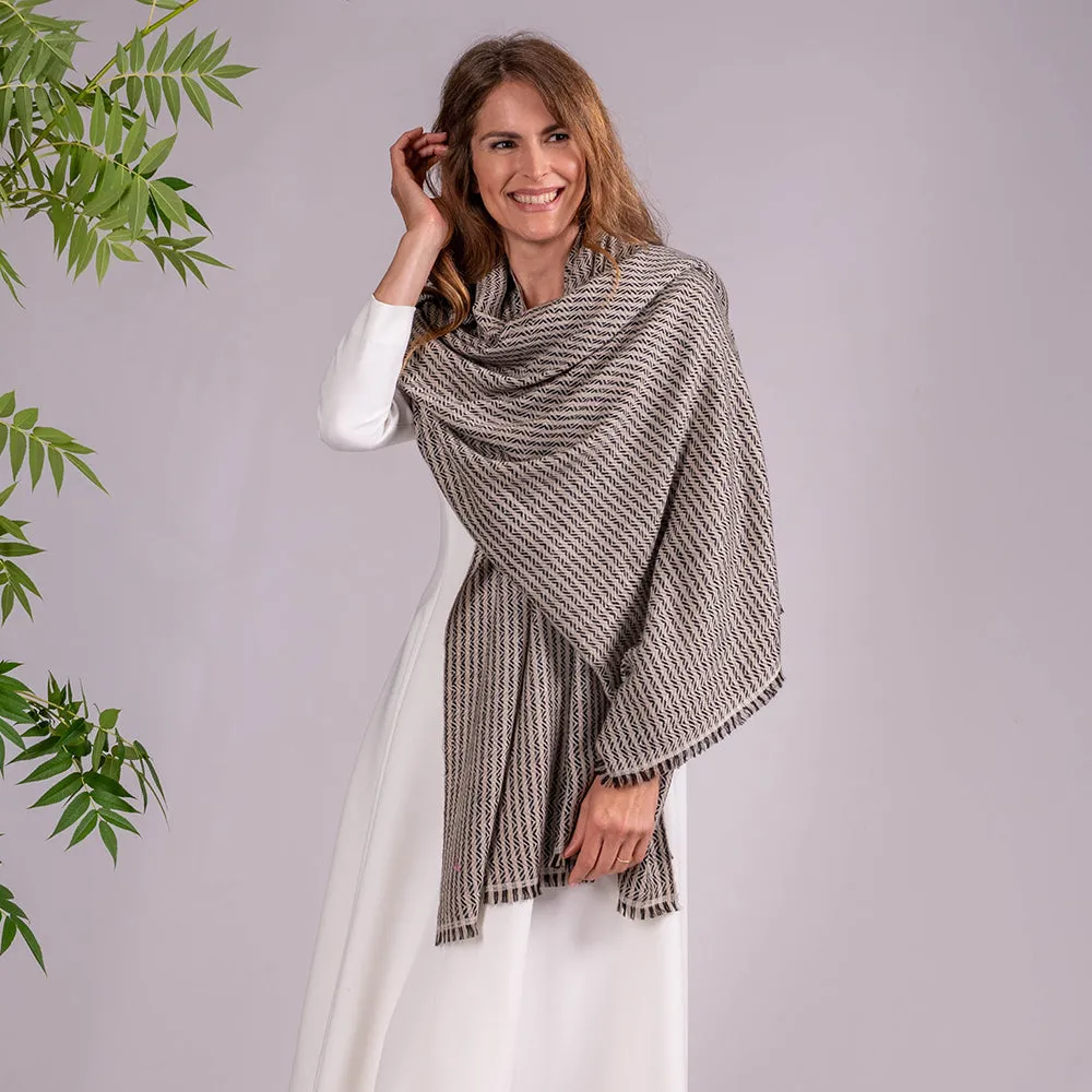 Chevron Striped Pashmina Cashmere Shawl