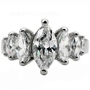 CJ7691OS Wholesale Stainless Steel Graduated Marquise CZ Engagement Ring