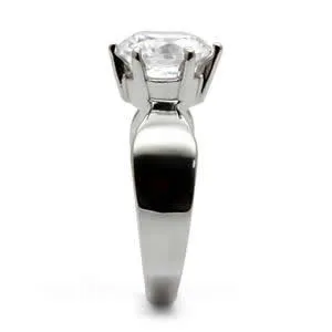 CJ7736OS Wholesale - Stainless Steel Solitaire Round Cubic Zirconia Engagement Ring