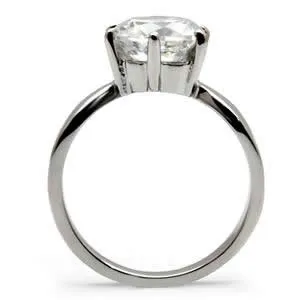 CJ7736OS Wholesale - Stainless Steel Solitaire Round Cubic Zirconia Engagement Ring