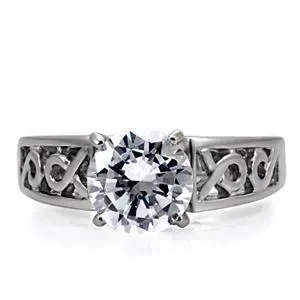 CJ7759OS Wholesale Stainless Steel Round Cubic Zirconia Intricately Designed Setting Engagement Ring